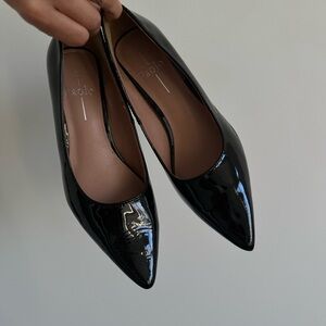 Paolo Black Patent Leather Heels Sleek Design